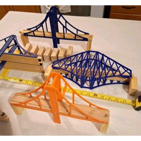 Wooden Railroad Train Bridge Lot Suspension Riser Blocks READ Thomas Compatible - Picture 9 of 11